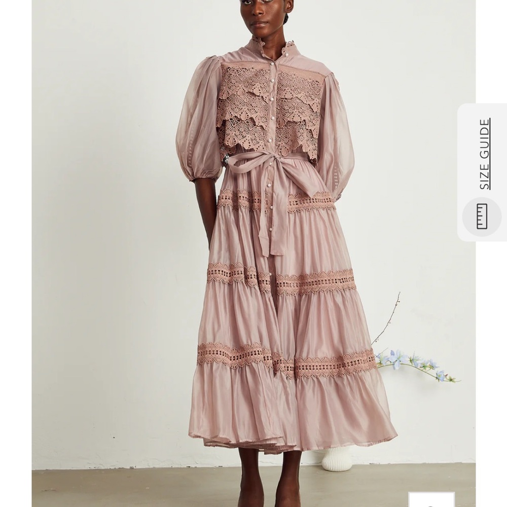 COPY - INÈS LACE CUT-OUT TIERED MIDI DRESS